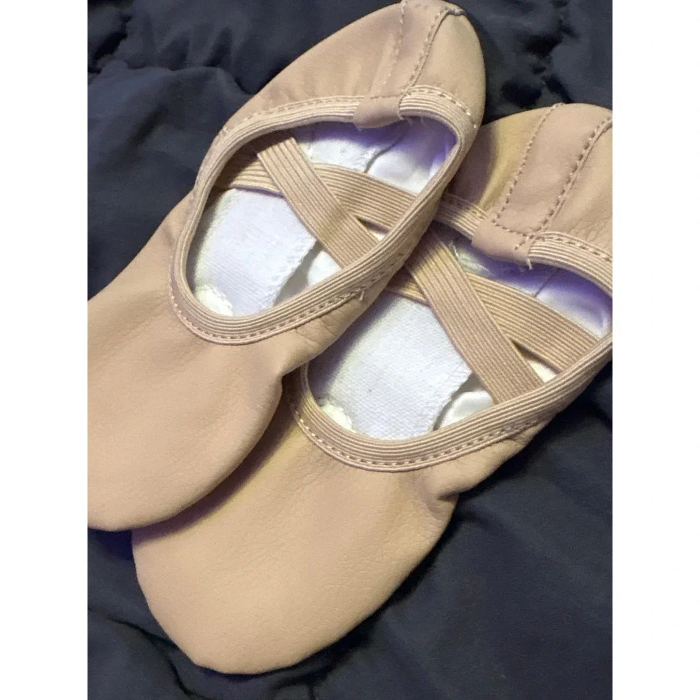 NEW Girls Pink Leather Ballet Dance Slippers Shoes EU 26 US Kids 9.5-10